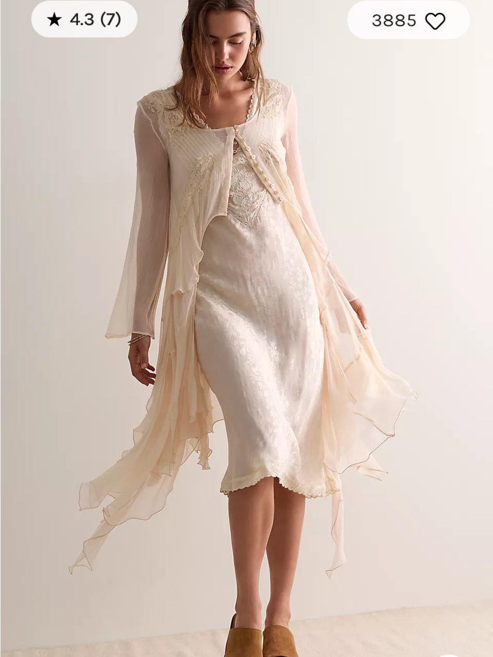 NWOT Intimately “Me With You” Ivory slip Dress - Picture 11 of 12